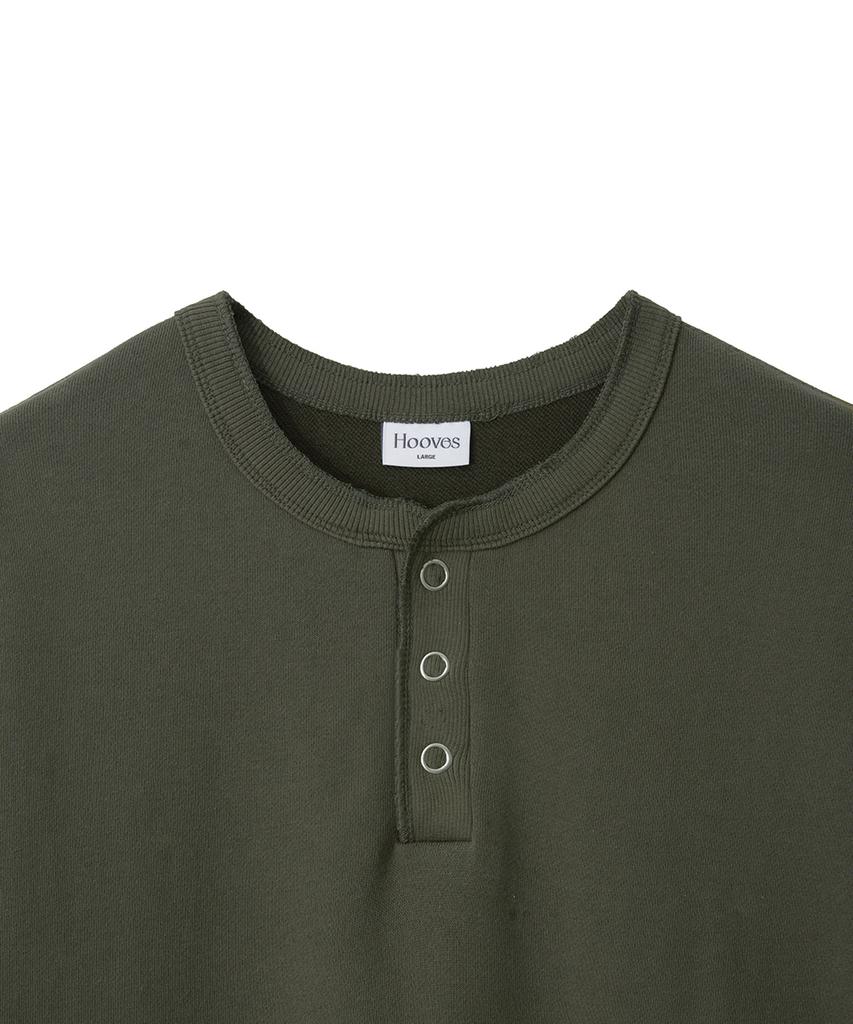 HOOVES Ring Snap Henley Neck Sweatshirt [Khaki]