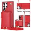 Leather Crossbody Wallet Cards Phone Case For Samsung Galaxy S25 S24 S23 Ultra S22 S21 S20 Note 20 S24FE Lanyard Zipper Cover