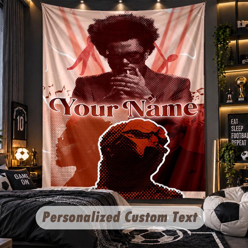Personalized Wall Tapestry,The Weeknd Custom Printed Name, Fabric Wall Art For Indoor Room Backdrop
