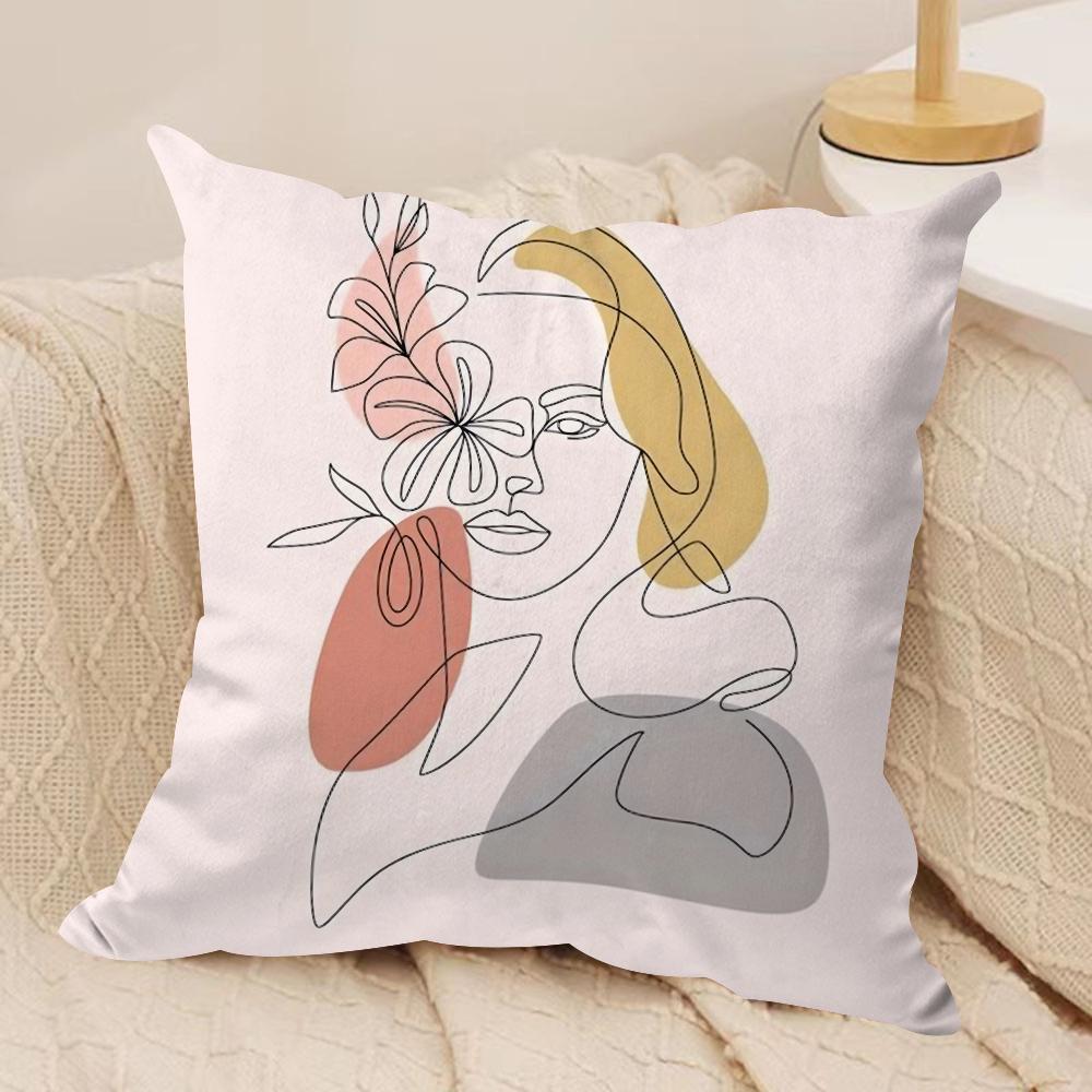 Abstract Face Collection Print Cushion Cover Soft Plush DoubleSided Printed Sofa Pillow Cushion Cover  AllSeason Decor Gift