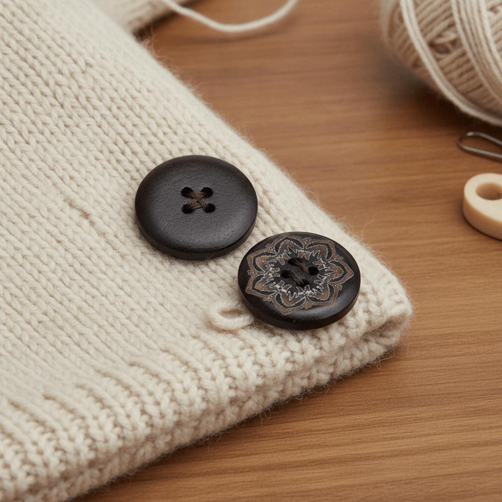 50pcs 4 Hole Round Buttons 25mm (1") Sewing Accessories Handmade Wooden Buttons For Sewing DIY