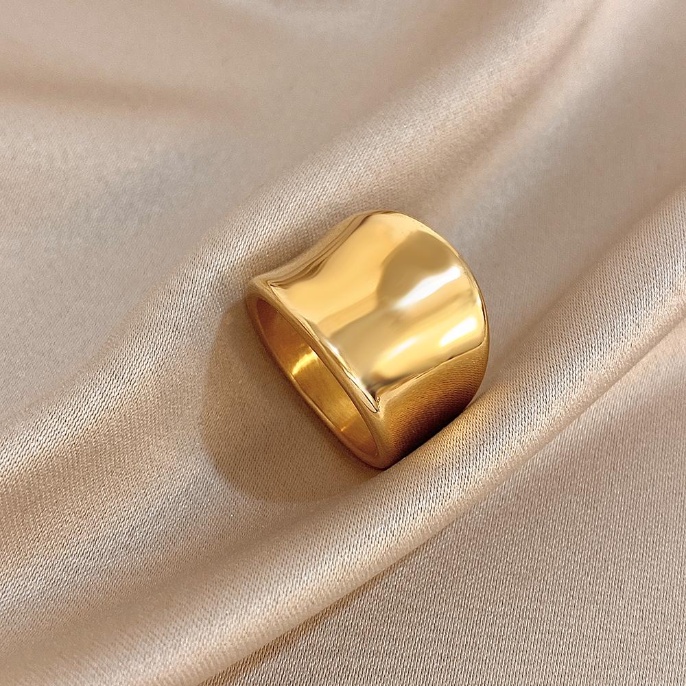 FLASHBUY New Trend Creative Chic Gold Color Curve Irregular Geometric Love Leaf Stainless Steel Unique Ring Fashion Zircon Gift