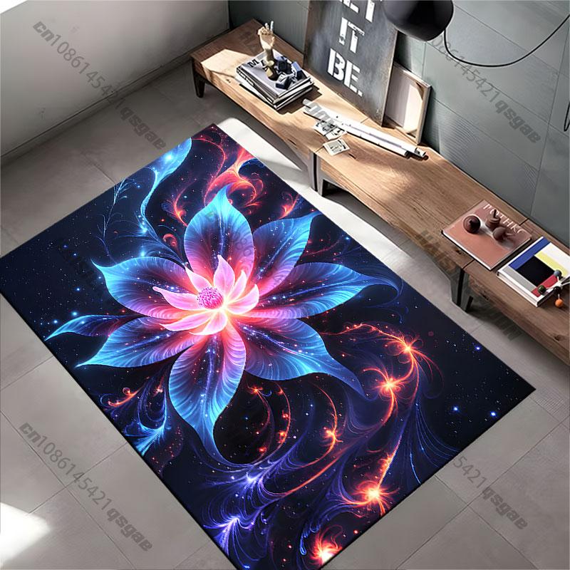 Vibrant cosmic flower energy carpet Yoga living room room decor children's crawling mat doormat area rug games mat