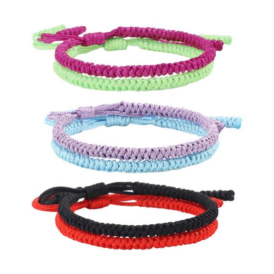 2 Pcs Friendship Bracelets Hand-woven Braided Rope Adjustable Woven Bracelet Symbolic Colors for Meaningful Unity Symbol