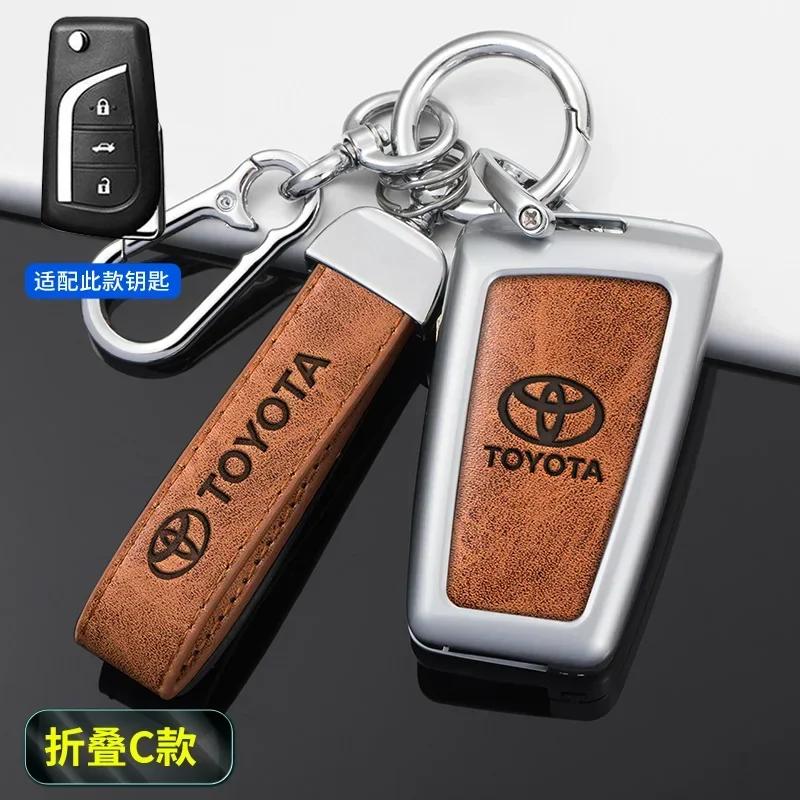 Toyota 2026 New Hub Caps Zinc Alloy Leather Car Key Cover Case Shell Bag Toyota Yaris Camry Corolla Prado R Car Sticker