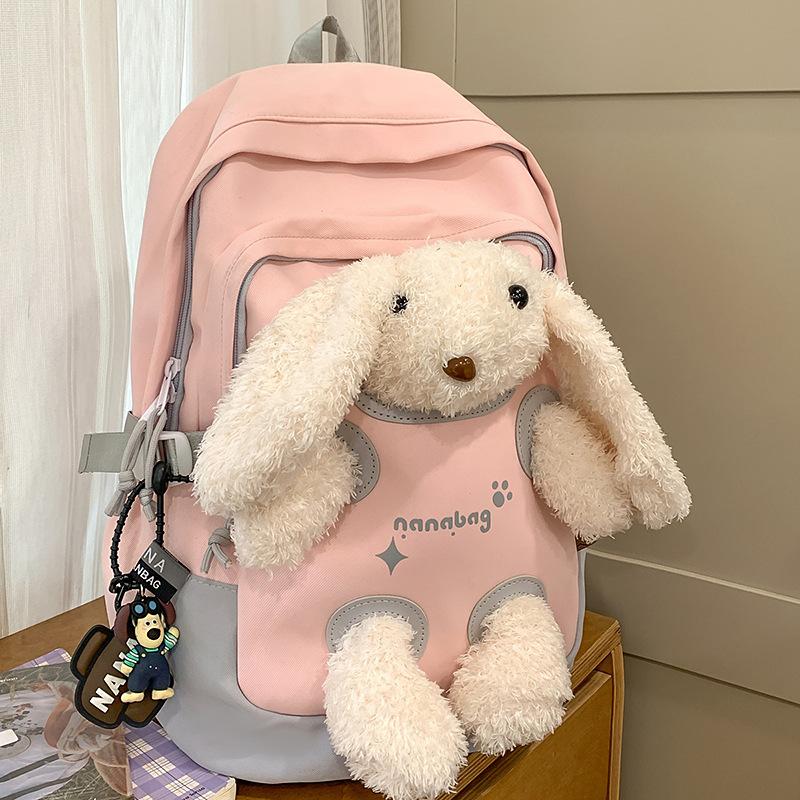 Cute rabbit schoolbag girl new fashion girl high-value student doll backpack junior high school student backpack