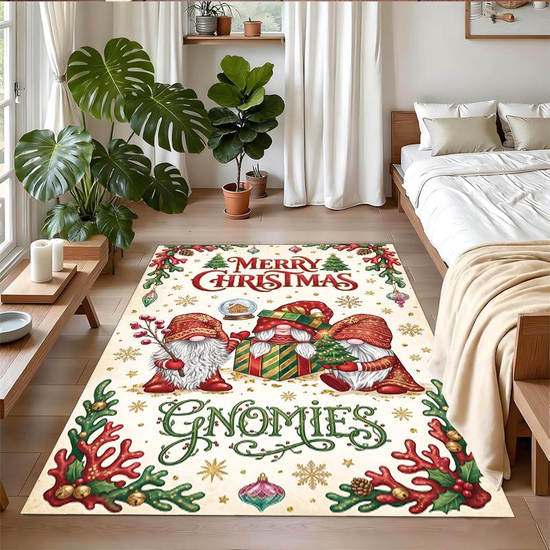 Christmas Printed Square Area Rug Soft Non Slip Floor Carpet For Bedroom Holiday Gift