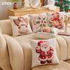 1PC LOZUJOJU Christmas Pillowcase Gingerbread Santa Claus Pattern Printed Soft Cushion Cover for Sofa Living Room Bedroom Home Decor Party Decor
