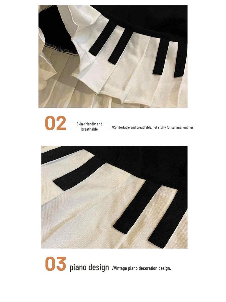 Vintage Schwarz-Weißes Klavierdesign Rock - Retro Sommer Kunst Stil