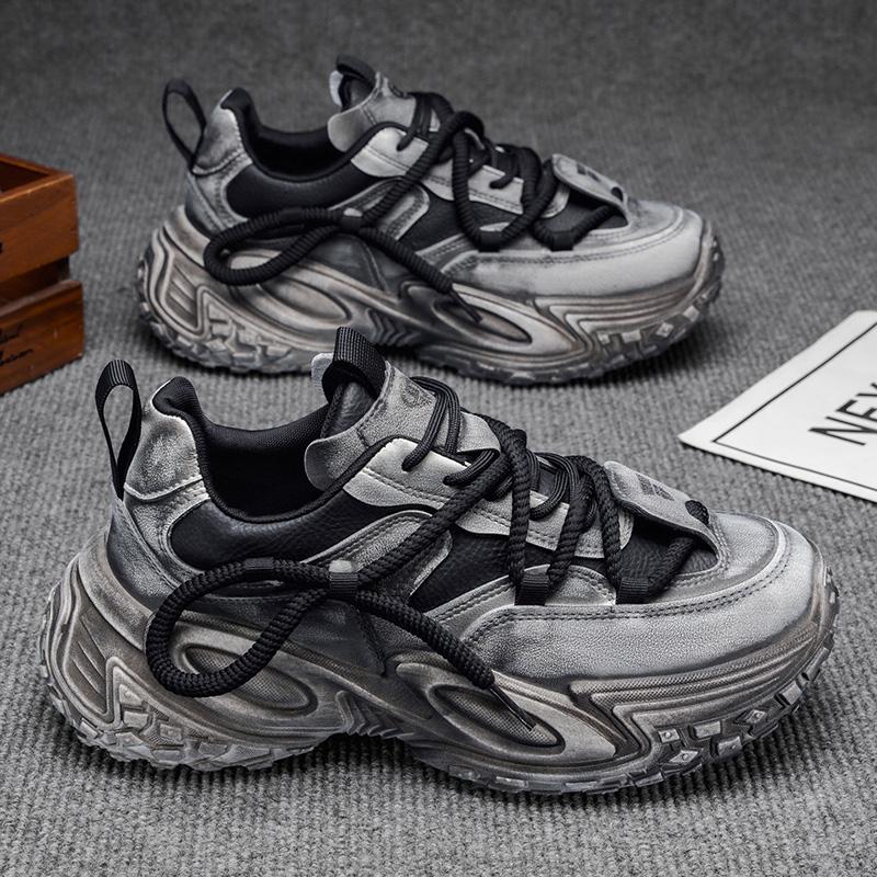 

Новые модные мужские кроссовки Four Seasons с толстой подошвой для студентов и мальчиков, трендовые кроссовки с мягкой подошвой, дышащие, повседневные кроссовки для бега 44 чёрный