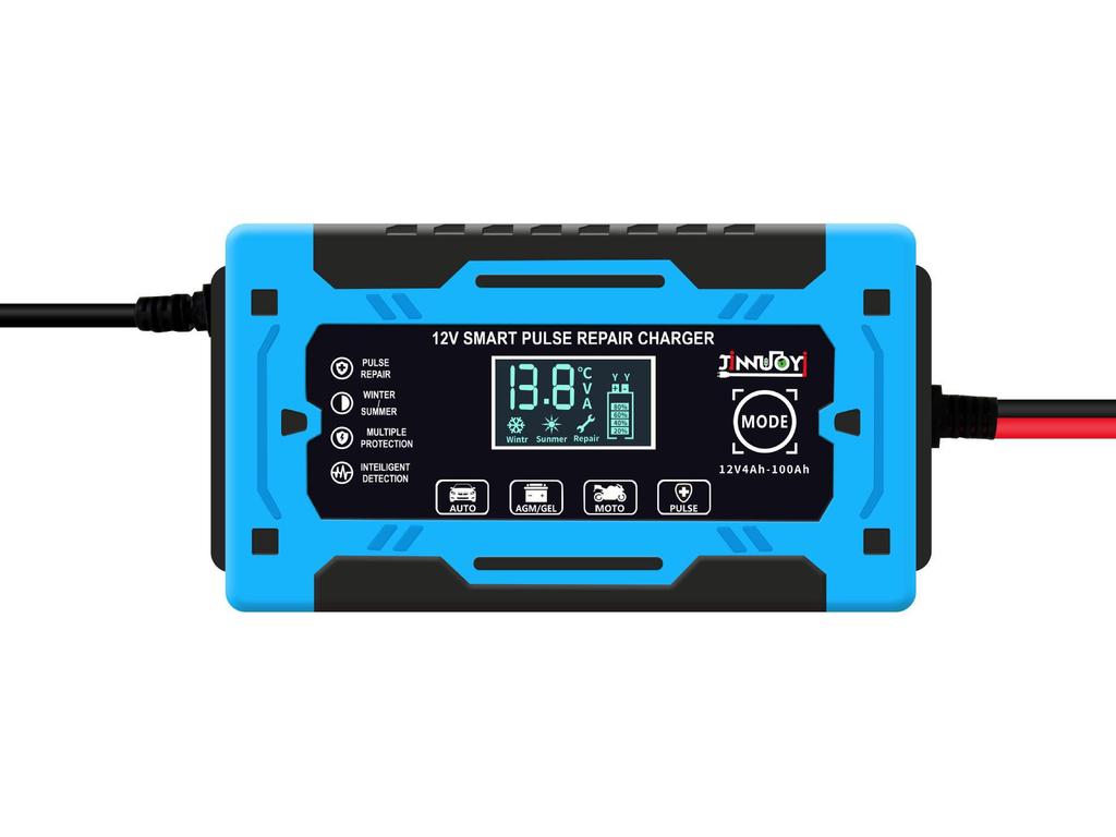 Intelligent 12V Pulse Repair Battery Charger with Screen Display for Motorcycle and Car