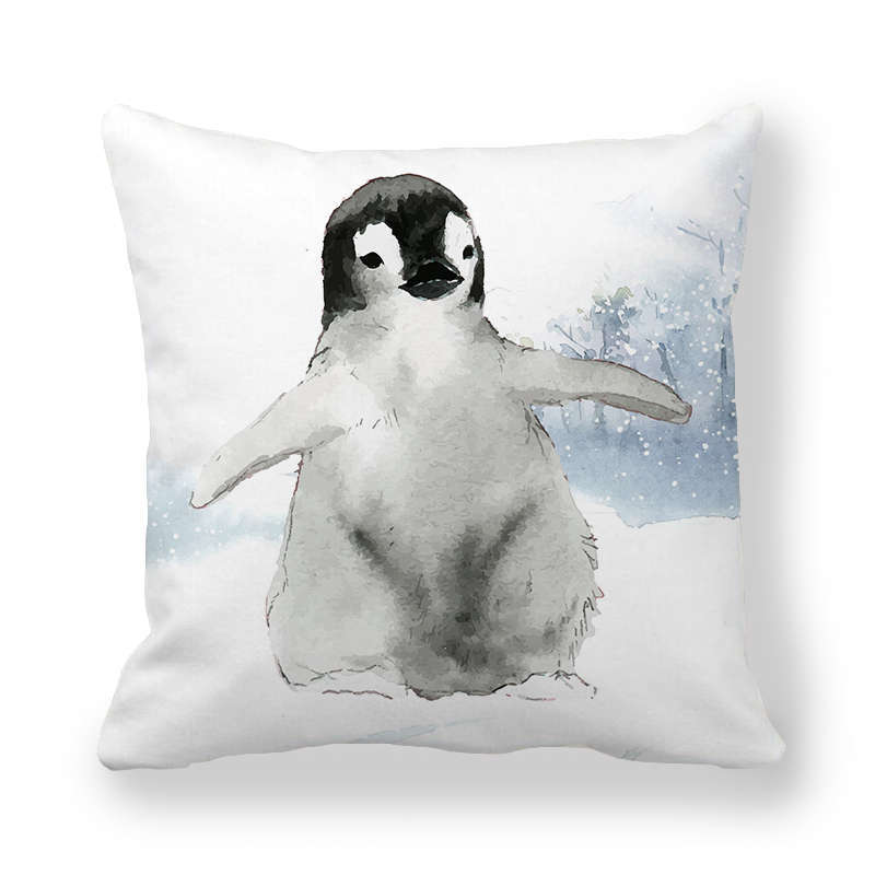 Icy And Snowy Animal Patterns Digital Printing Short Plush Pillow Covers For Car Sofa Office Cushion Cover Home Goods