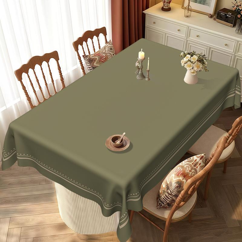 Retro Einfache Bordüre Tischdecke Olivgrün Klassisches Farbschema Elegante Anordnung für Wohnzimmer- und Esszimmerdekoration