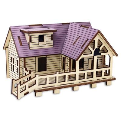 Hölzernes 3D DIY Hüttenpuzzle: Verträumtes Villa-Modellspielzeug