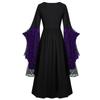 Kvinner Europeisk Retro middelaldersk domstolstil Halloween Cosplay-kostyme Voksen Skull Strap Dress Up Festantrekk