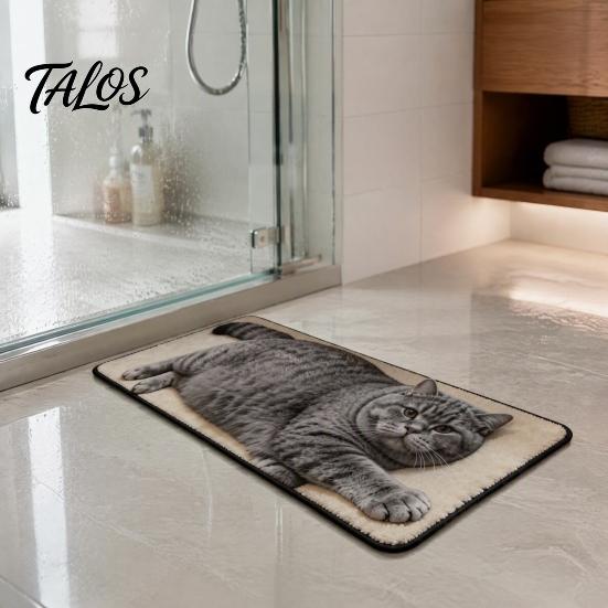 Non-slip Backing Carpet Cute Cat Shape Bathroom Rug, 3D Simulation Modeling, Soft Imitation Cashmere Rug Absorbent Floor Mat, Decorative Mat for Home