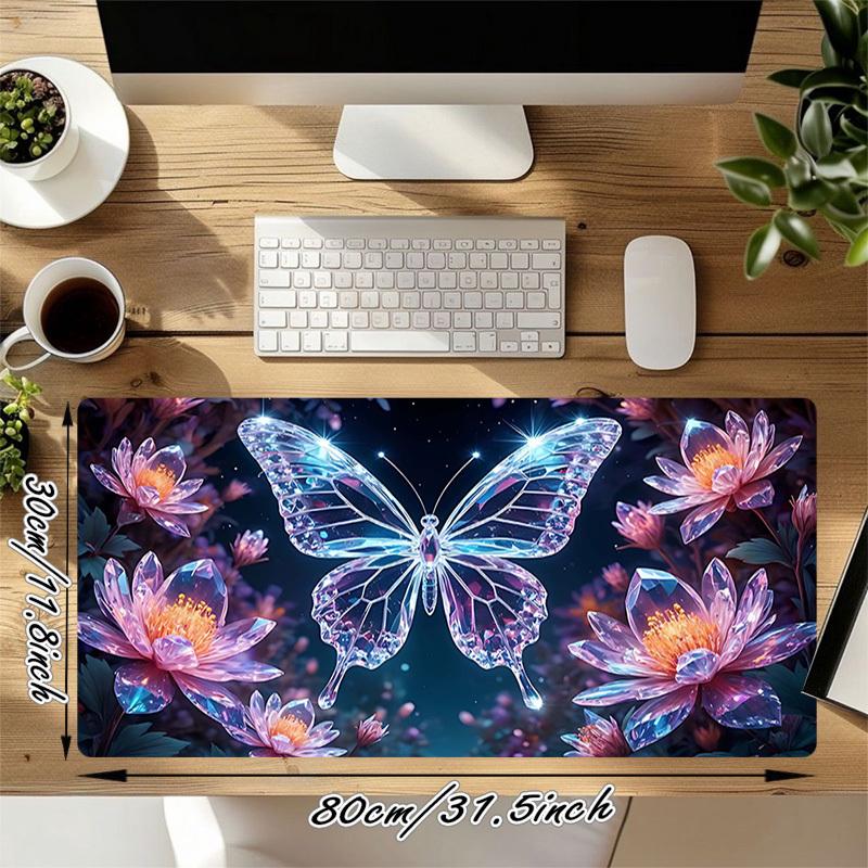 1PC Butterfly Flowers Oversized Mouse Pad - Non-Slip Rubber Base Perfect for Office School Esports Home Decor Desk Mat 157A