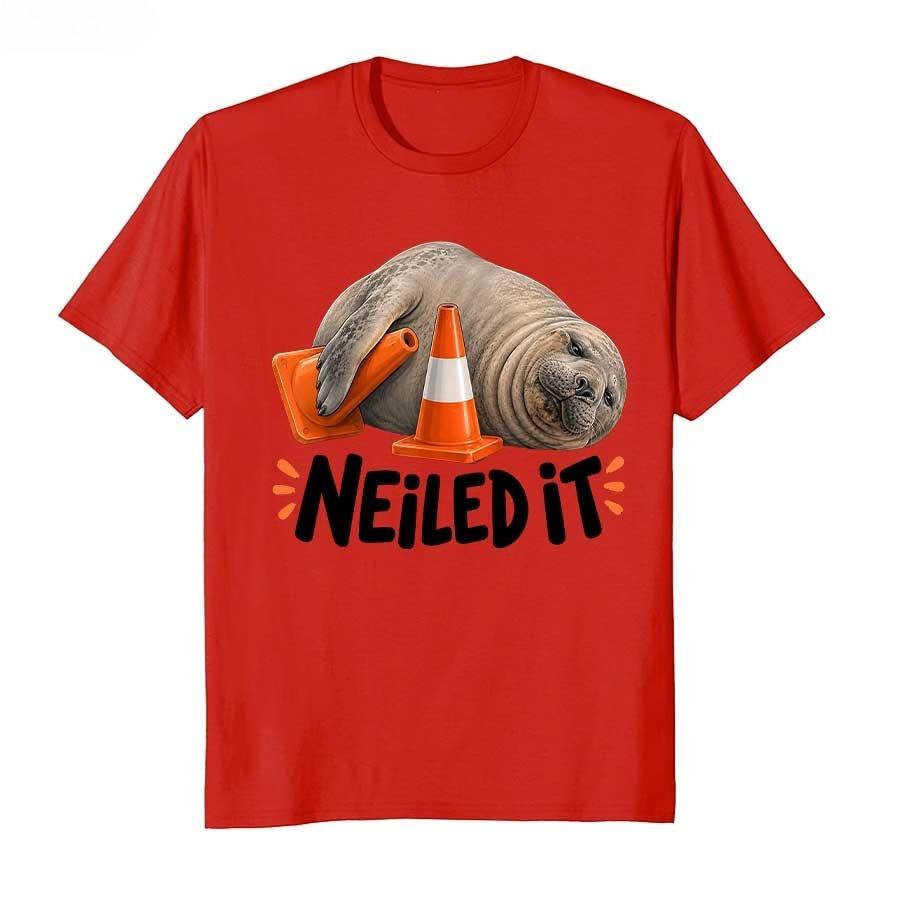 2026 Hot Sale Neil The Seal Neiled It Funny Elephant Seal Meme T-shirt for Men Women Cotton T Shirts Short Sleeve Tops Casual Loose Tee Streetwear