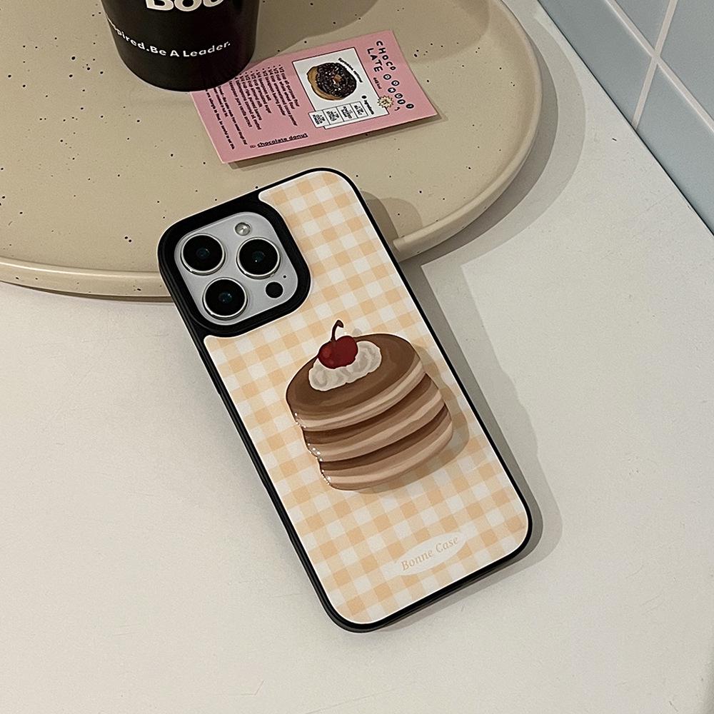 Plaid Fruit Stand iPhone 14/16/17 Pro Max Epoxy Retro Couple Phone Case