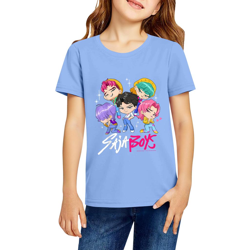 Fashionable Round Neck Short Sleeve Work Clothes Printed Tops For KID Summer Tops