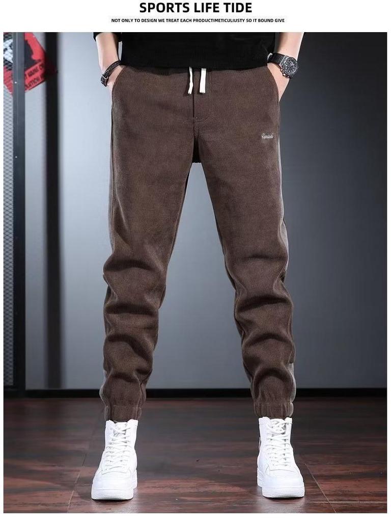 Herren Freizeit Cord Jogger: Dünne, Atmungsaktive, Vielseitige Streetwear-Sweathose für Frühling/Sommer