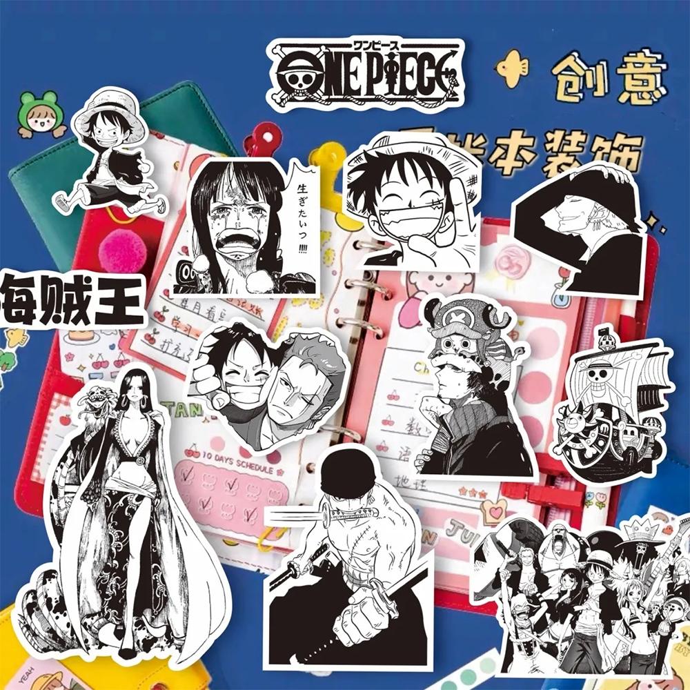 103065Pcs Black White Anime One Piece Stickers For Kids Diy Graffiti Motorcycle Skateboard Laptop Waterproof Cool Sticker Toys