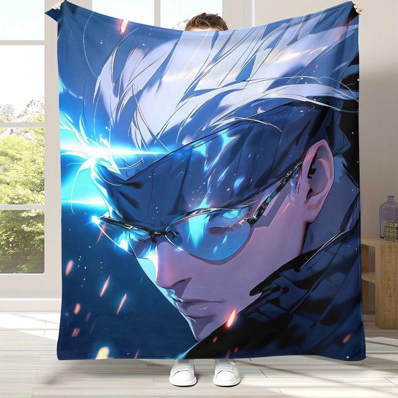 Anime Jujutsu Kaisen Cartoon Itadori Yuji Flannel Blanket,Ultra Soft Plush Throw for Home Bedroom Bed Sofa Cover Office Picnic