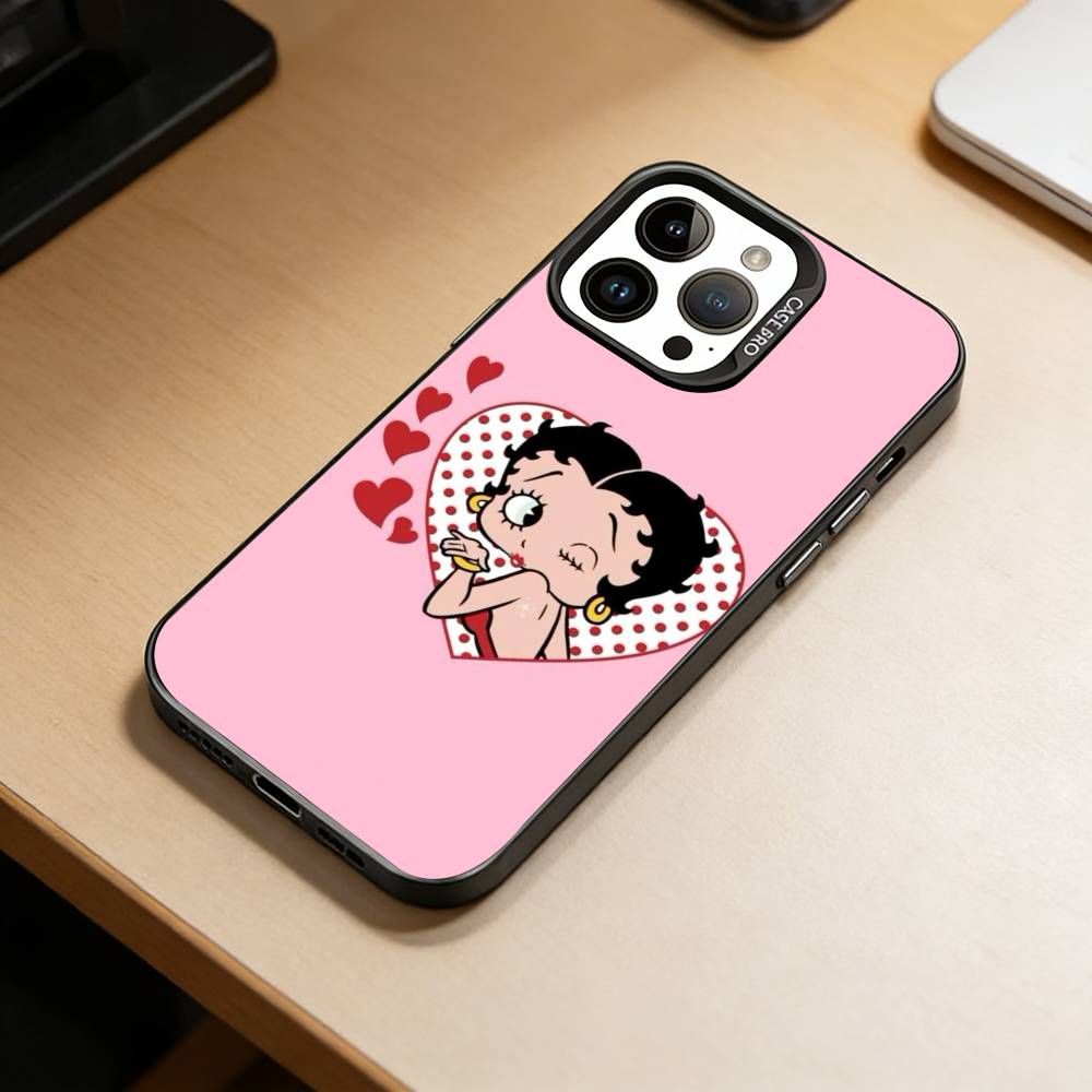 C-Cute-Betty Boop-P Phone Case For iPhone 17,16,15,14,13,12,11 Plus,Pro Max,XS,Colored Silver Plated Inside Cover