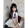 Sweet and Spicy Short Skirt Casual Summer College Style Sweet Girl Pure Bow White Dress