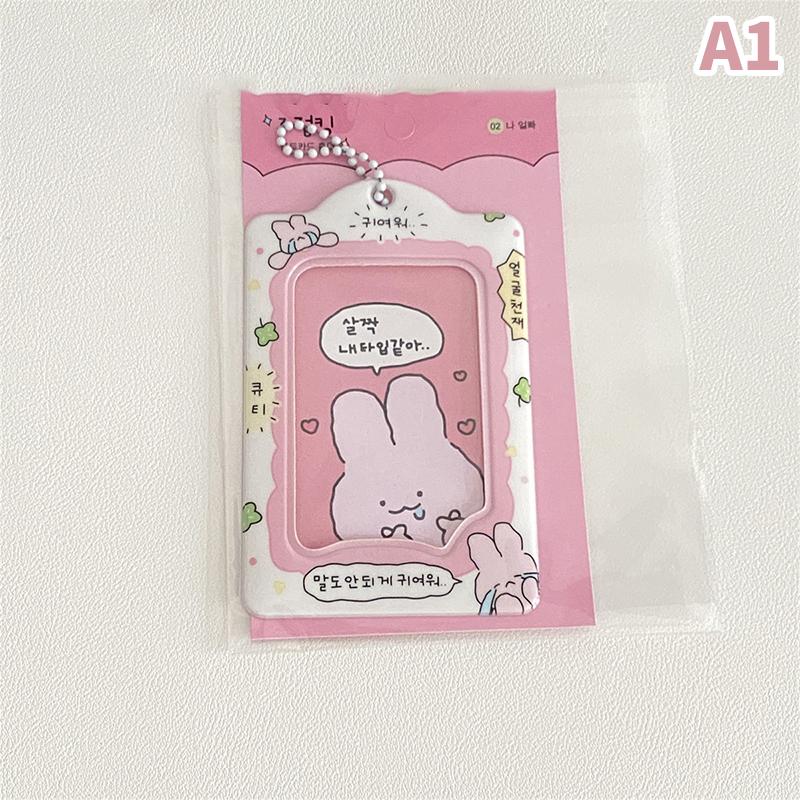 Korea 3 Inch Photocard Holder Kpop Card Keychain Pendant Idol Card Holder Bus Bank Id Card Cover Student Supplies