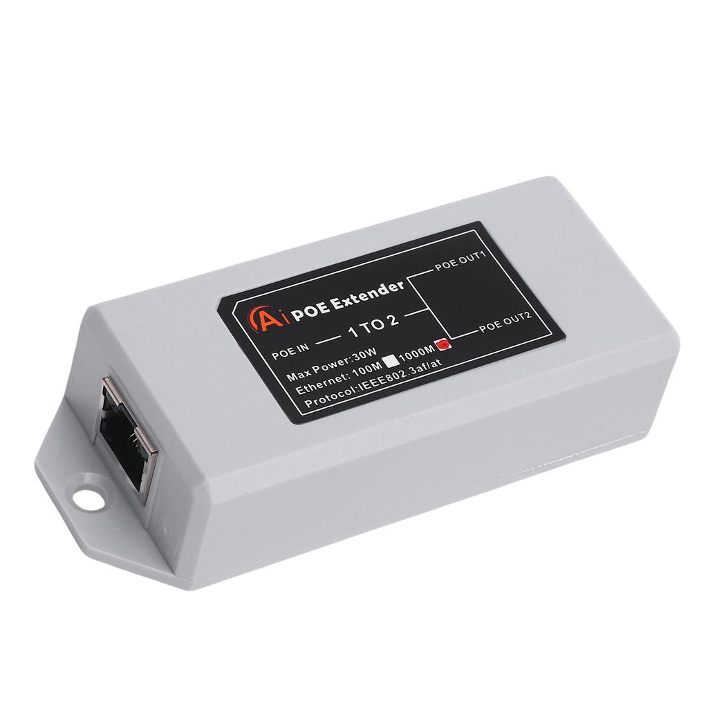 1 in 2 Out Gigabit POE Extender 1000Mbps Long Distance Transfer Plug and Play Space Saving For Home Hotel