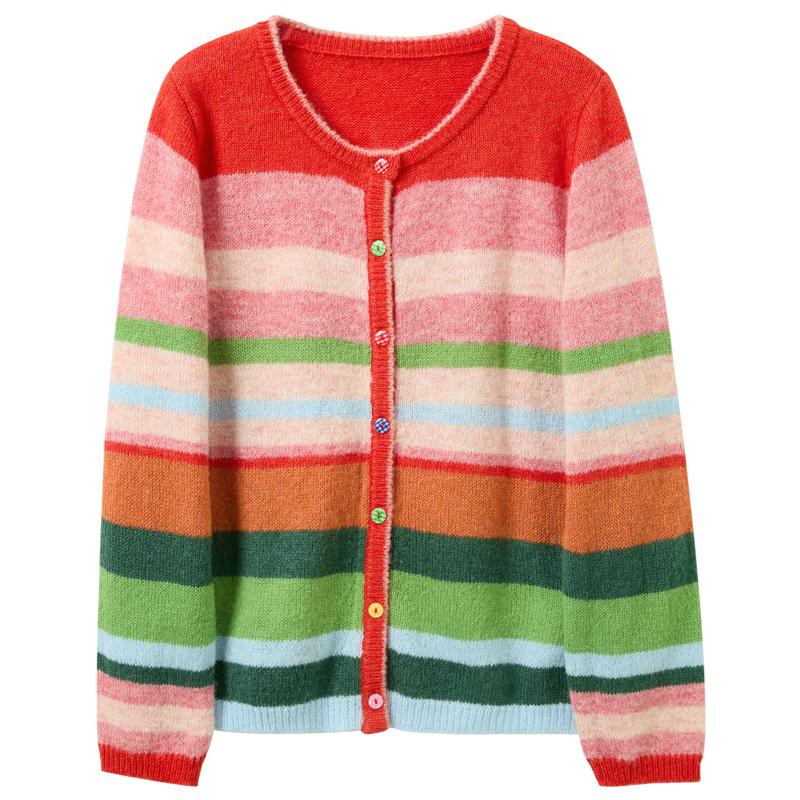 Women s Plus Size Rainbow Stripe Knitted Cardigan M