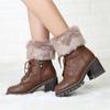 1 Pair Womens Elegant Winter Warm Knit Fur Trim Leg Warmers Cuffs Toppers Boot Socks