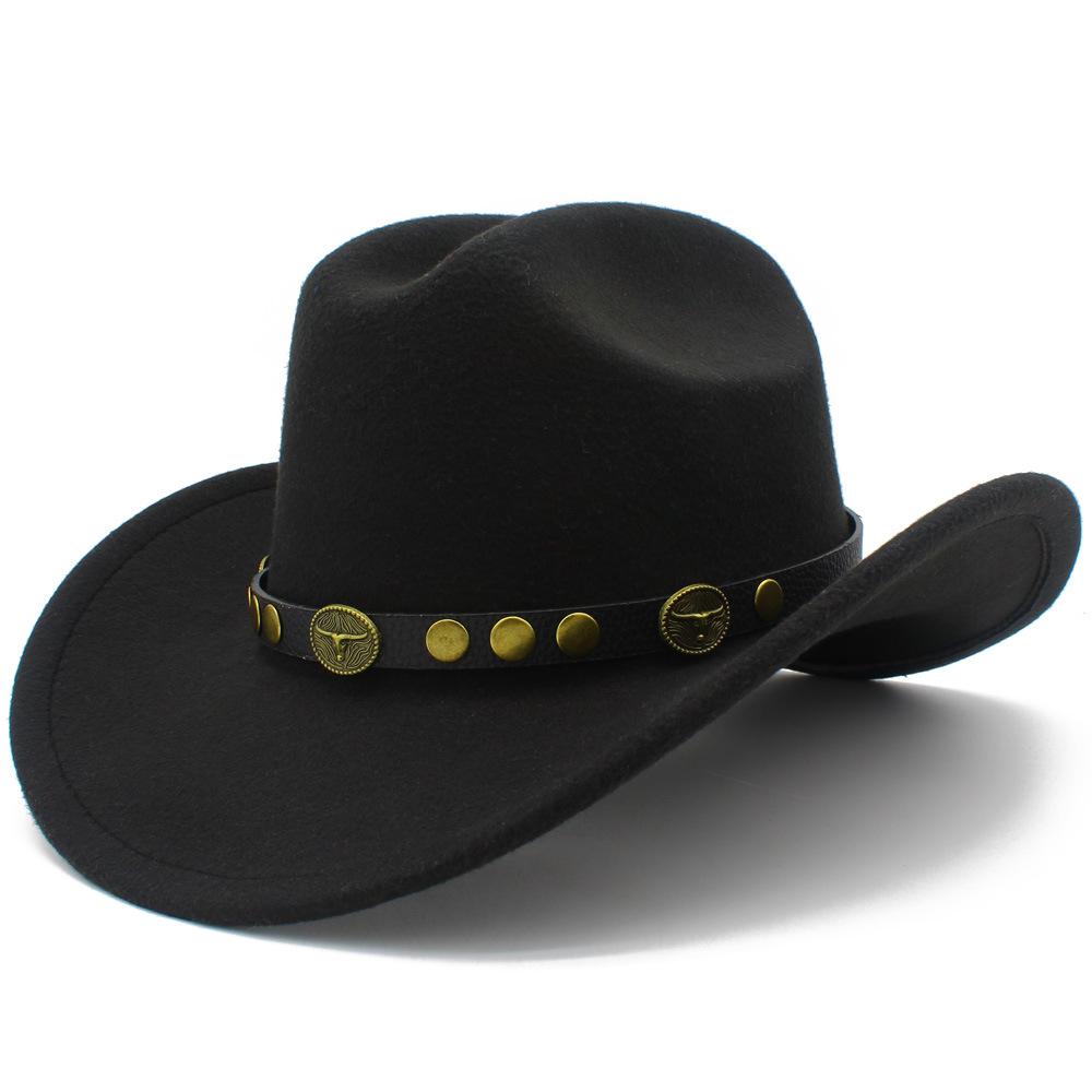 Europe, America, thin fashion explosion, western cowboy hat, personalized bull head accessories, one-word knight hat, simple top hat