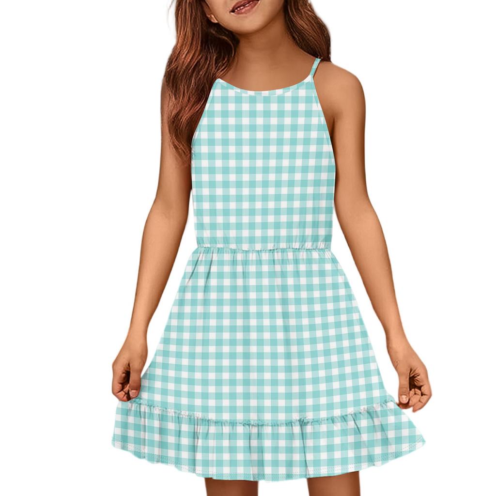 Kinder Sommer Freizeitmode Rundhals Einfarbig Ärmelloses Kleid