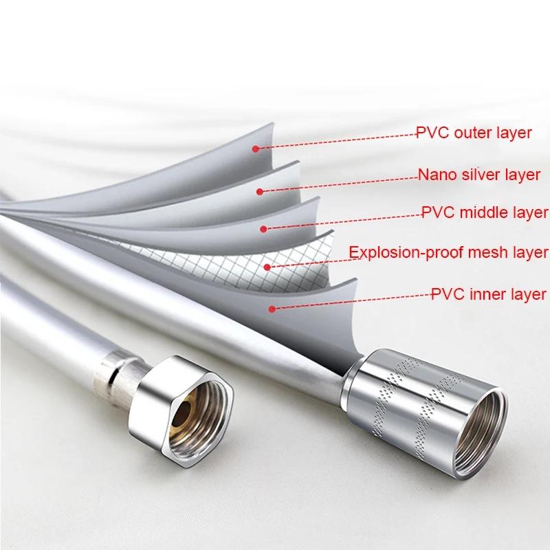 1,5/2,0 m PVC-Silikon-Duschkopfschlauch, flexibles Rohr, Hochdruckwasser, leistungsstarkes mehrschichtiges Sanitär-Badzubehör