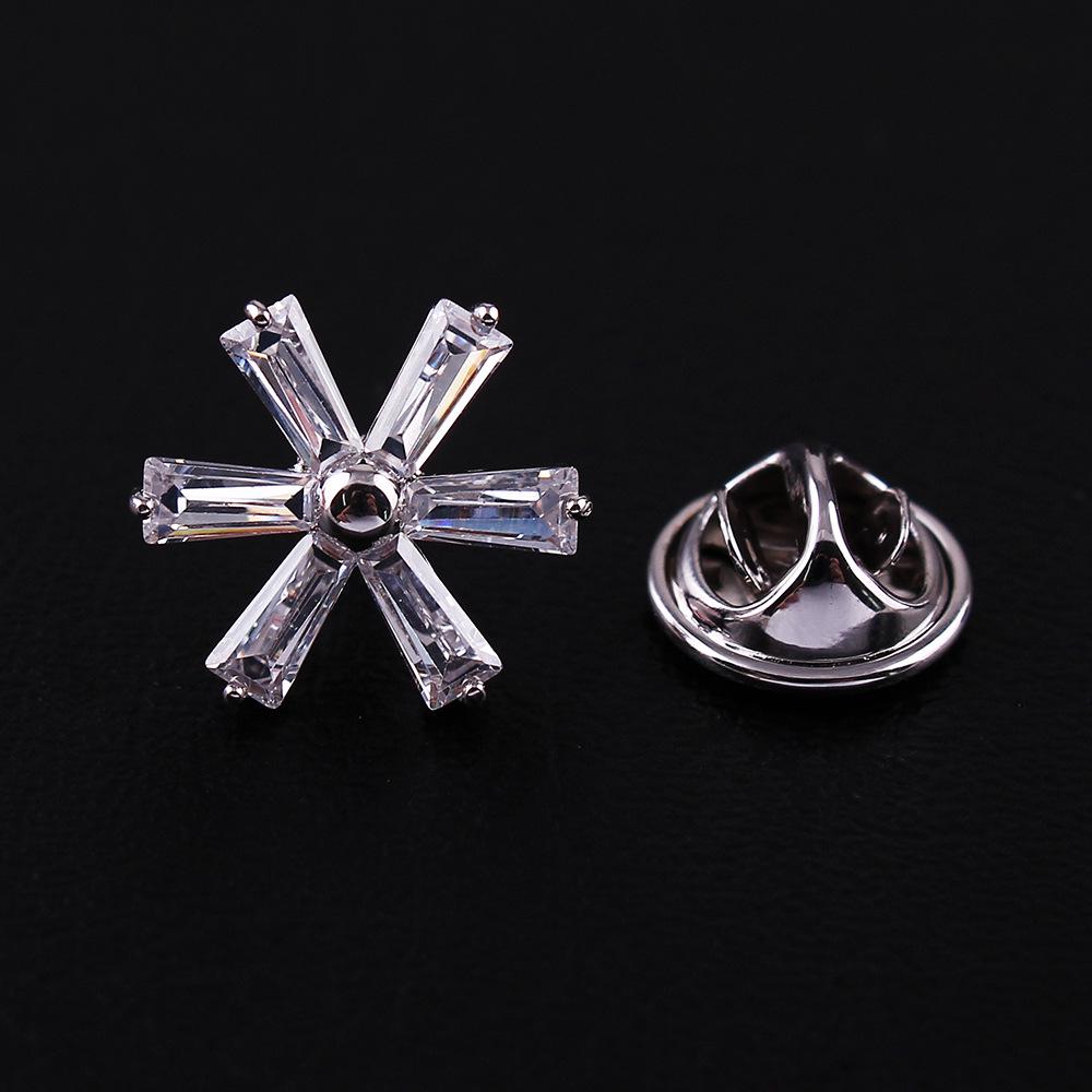 Korean Crystal Daisy Brooch: Zirconia Lapel Pin  Women s Collar Accessory