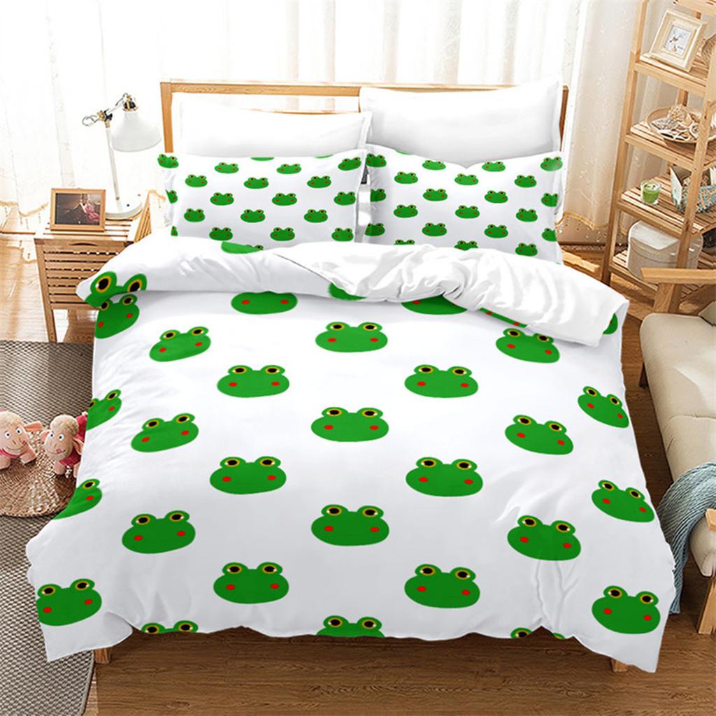 Cartoon Frog Duvet Cover Reptile Animal Theme Microfiber Quilt Cover for Children Boys Girl Teens for Bedroom Decorations Queen