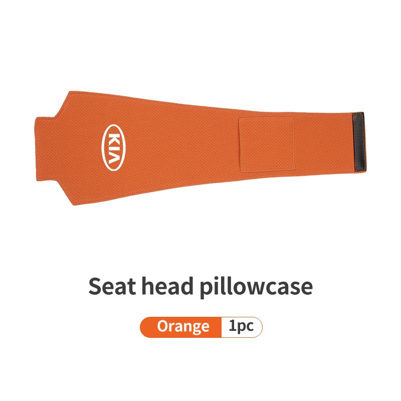 AAAFR1 Car Logo Headrest Cover Suede Perforated Breathable Head Pillowcase Pads For KIA Cerato Proceed Venga Stonic Picanto Sorento