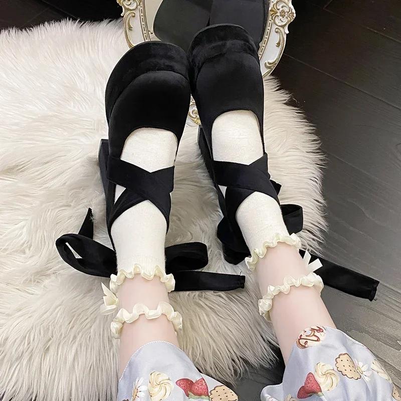 Women Shoes Fashion Mary Janes Shoes High Heel Platform Shoes Luxury Suede Leather Pumps Elegant Lolita Shoe Party Dresses Shoe