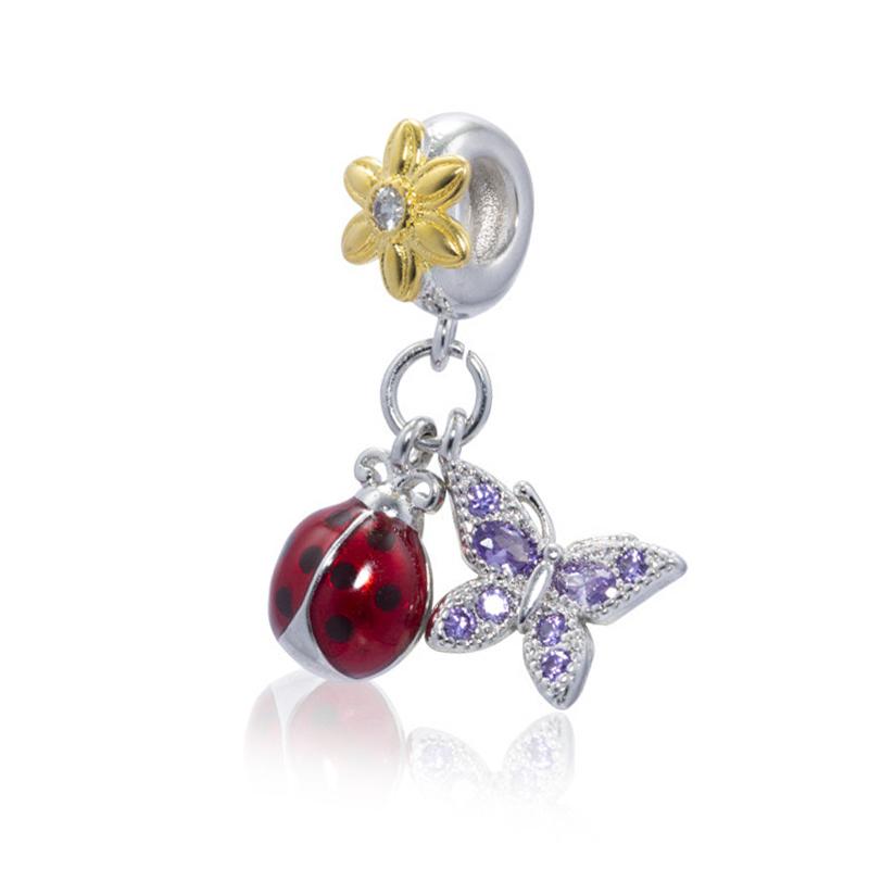 Original Early Spring Butterfly Charms Pendant Copper Fit Bracelet Trinket Necklace For Women Jewelry Making Party Gift