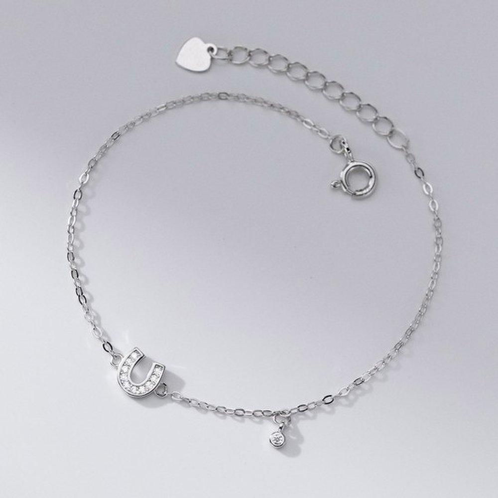 14K Silver Bling Horseshoe Lucky 925 Bracelet