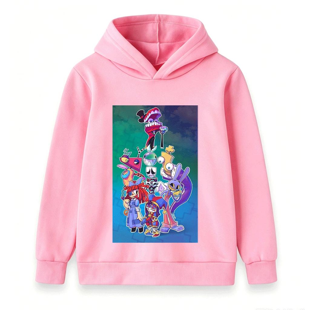 Kids Boys Girls The Amazing Digital Circus Print Hoodie Casual Long Sleeve Pullover Sweatshirt For Children Streetwear Tops