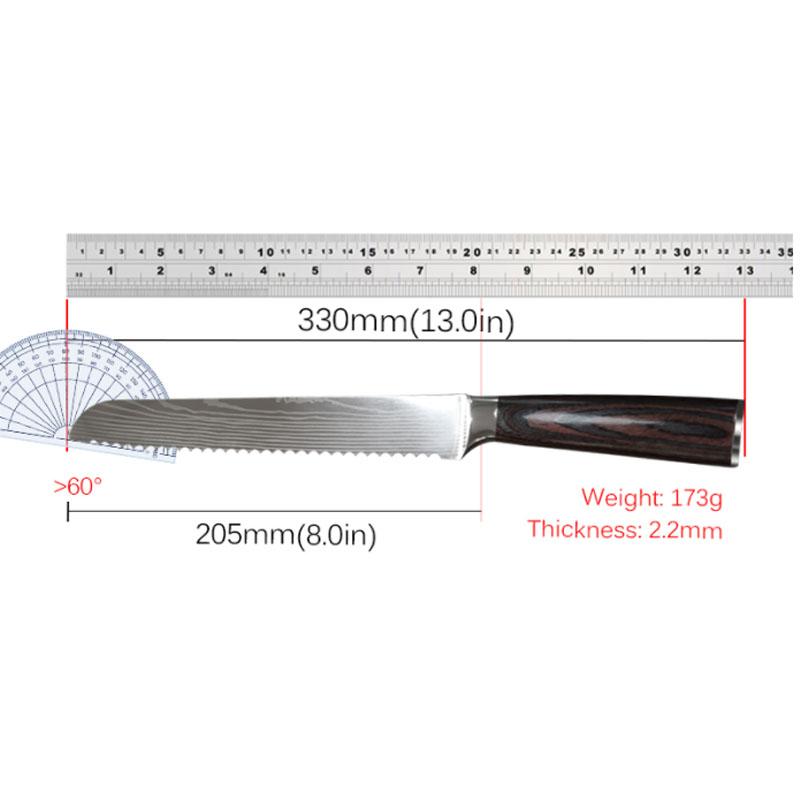 Laser 8-inch Chef's Knife Fruit Knife Bread Knife Stainless Steel Knife with Sharp Edge Japanese Knife Kitchen Knife
