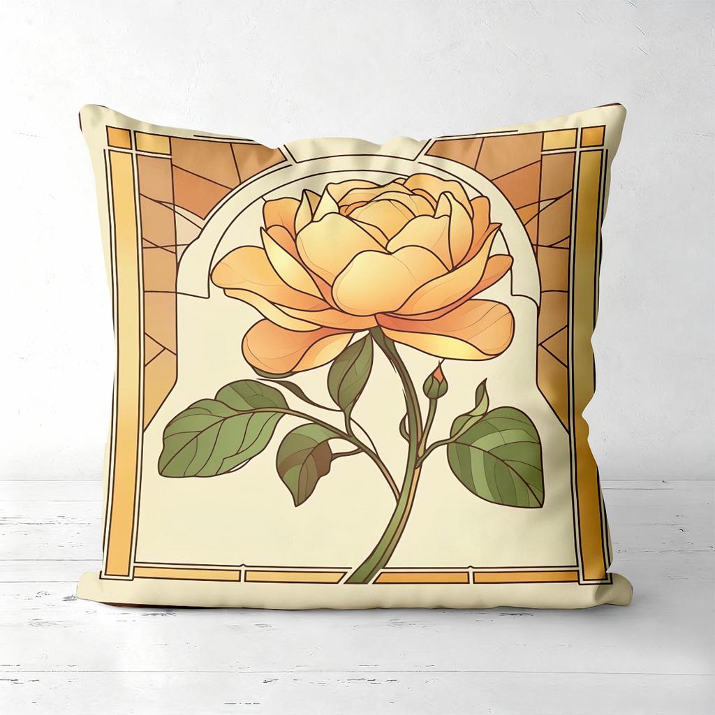 Floral Patterned Throw Pillows Art Nouveau Style Polyester Pillowcase, Sofa Decorative Cushion Cov Headboard Pillow