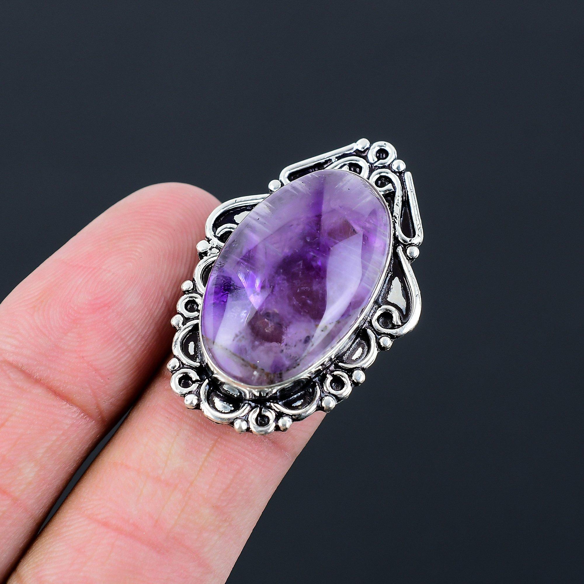 Sisters Day Sale 925 Silver Star Amethyst Gemstone Promise Wedding Ring Size 7 7