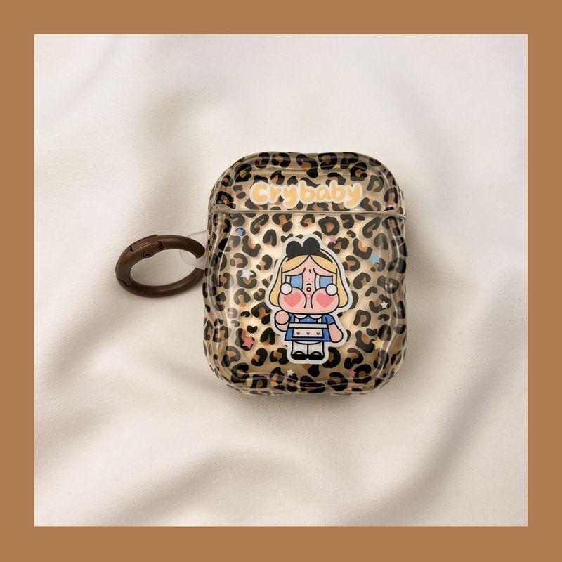 

Подходит для чехла для наушников Apple Pro второго поколения, беспроводных Bluetooth-наушников третьего поколения Aipods2, Airpodpro четвертого поколения, 5 коробок AirPods 4 [Retro brown leopard cry baby] send Hook