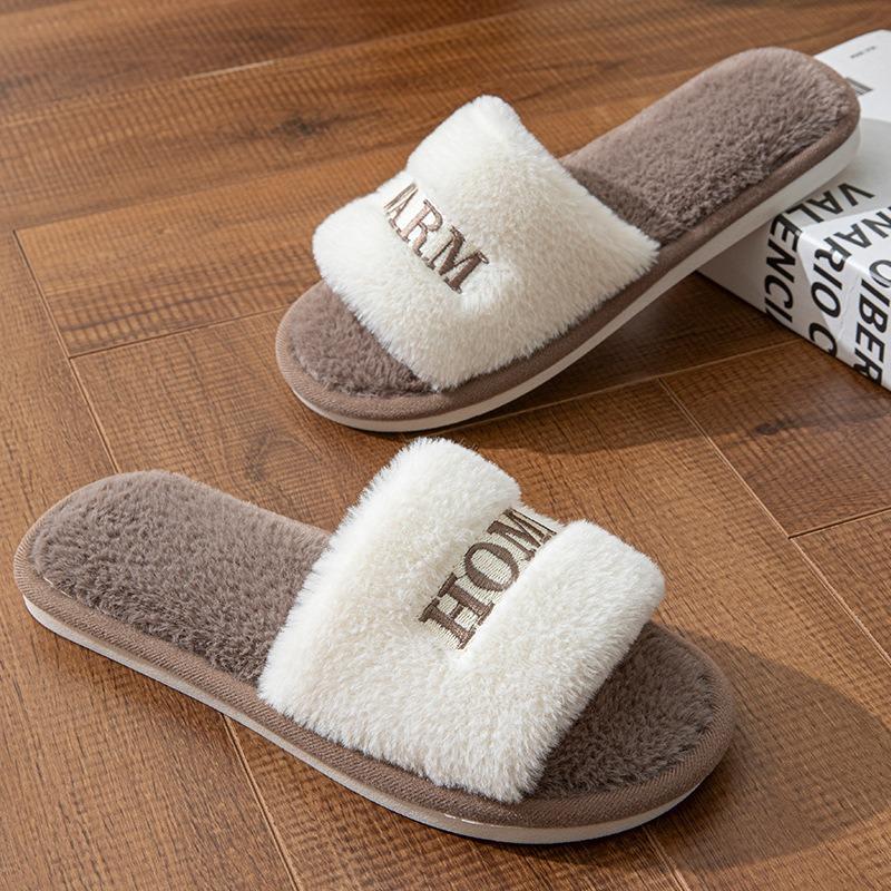 

Креативная вышивка i теплые женские зимние шерстяные хлопковые тапочки для домашнего интерьера деревянный пол нескользящая швабра 38-39 белый