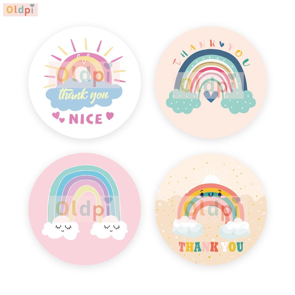 50-500Pcs Rainbow Thank You Stickers Round Scrapbooking Stickers Wedding Party Envelope Gift Seal Labels Stationery Sticker