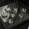 Niche Design Cold Wind Irregular Fold French Cross Chain Fringed Open Ring Female Zircon